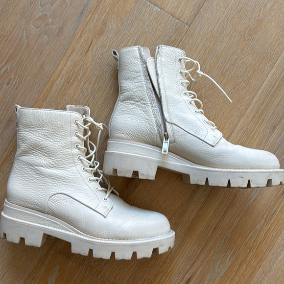 Sam Edelman Shoes - Sam Edelman Garret 8.5 leather combat work moto boots light tan ivory timberland